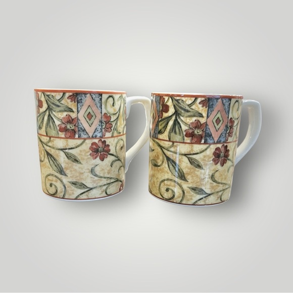 Royal Doulton Everyday Cinnabar Floral Coffee Mug Cup Fine China Set of 2 Used - Picture 7 of 12